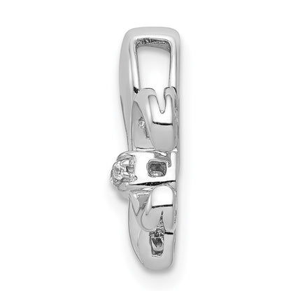 14k White Gold .02ct. Real Diamond Fleur de Lis Chain Slide