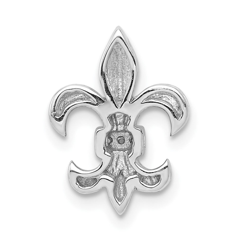 14k White Gold .02ct. Real Diamond Fleur de Lis Chain Slide