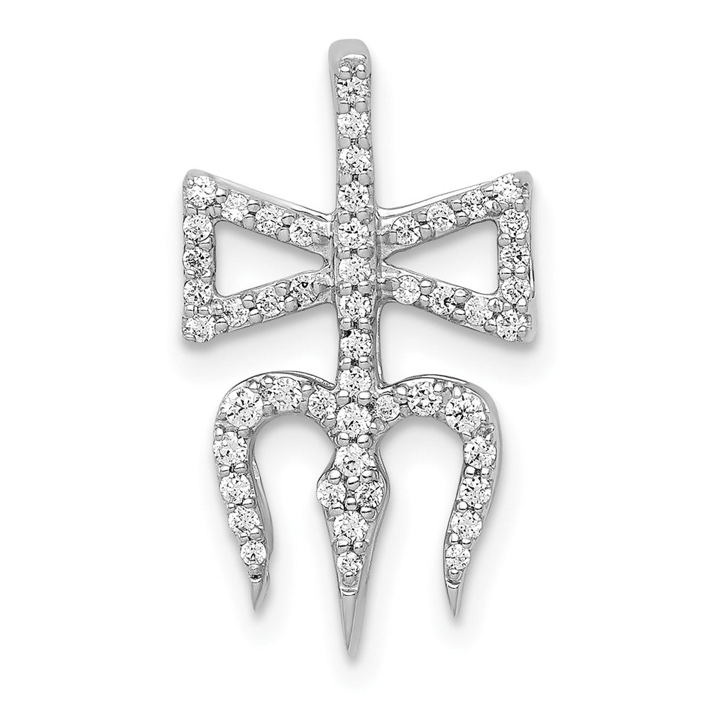 14k White Gold 1/4ct. Real Diamond Trishula Pendant