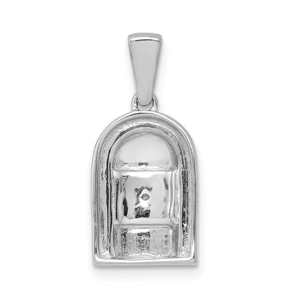 Solid 14k White Gold 1/6ct. Simulated CZ and Ruby Accent Pendant