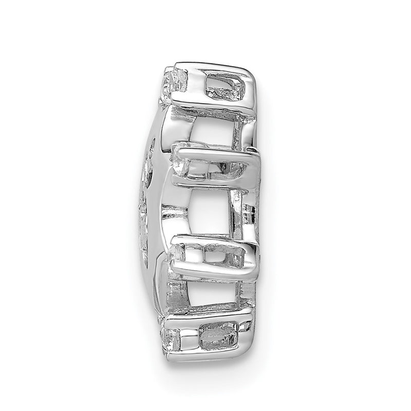 14k White Gold 1/10ct. Real Diamond Om Symbol Chain Slide