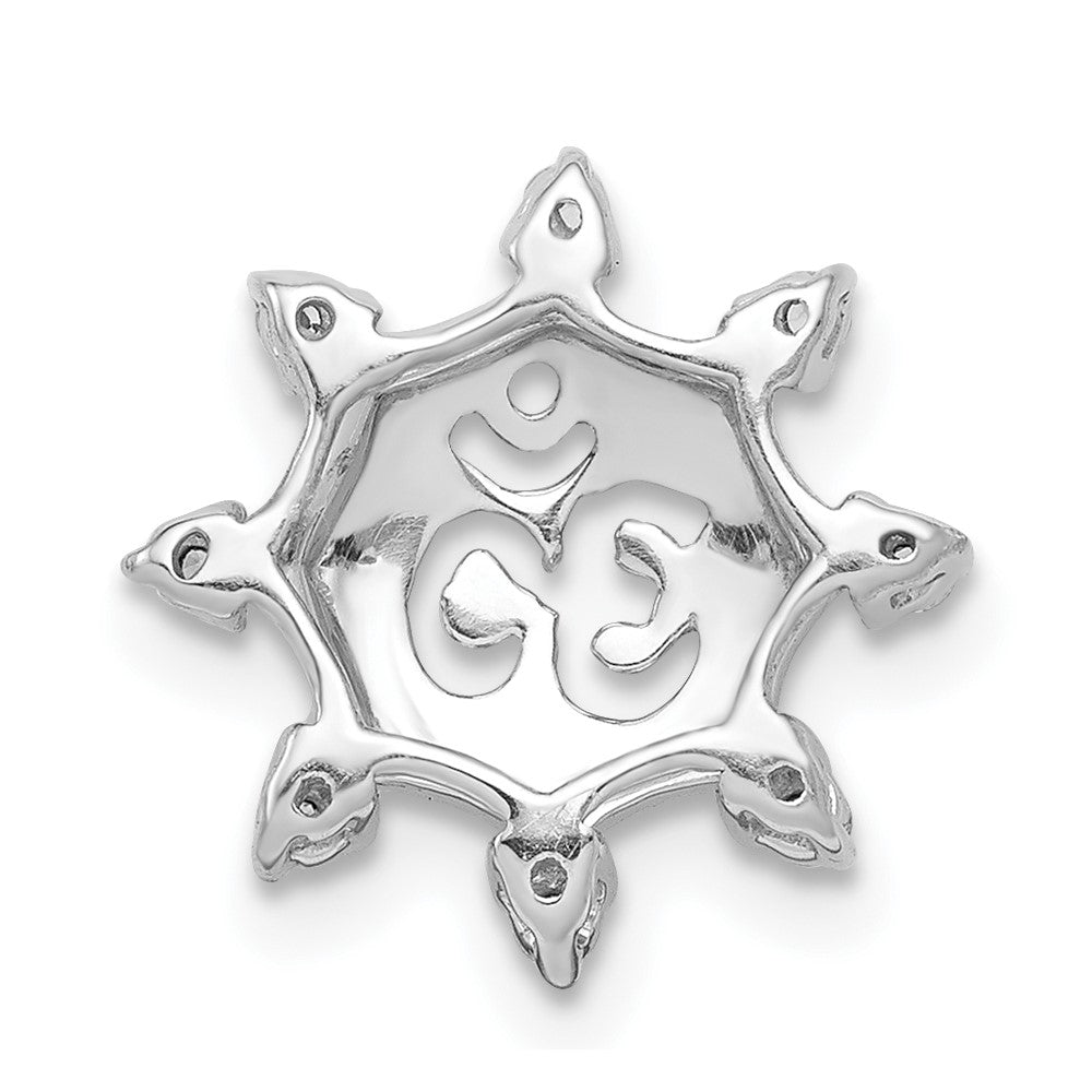 14k White Gold 1/10ct. Real Diamond Om Symbol Chain Slide