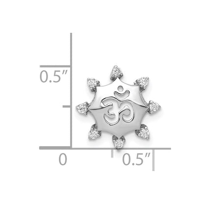 14k White Gold 1/10ct. Real Diamond Om Symbol Chain Slide