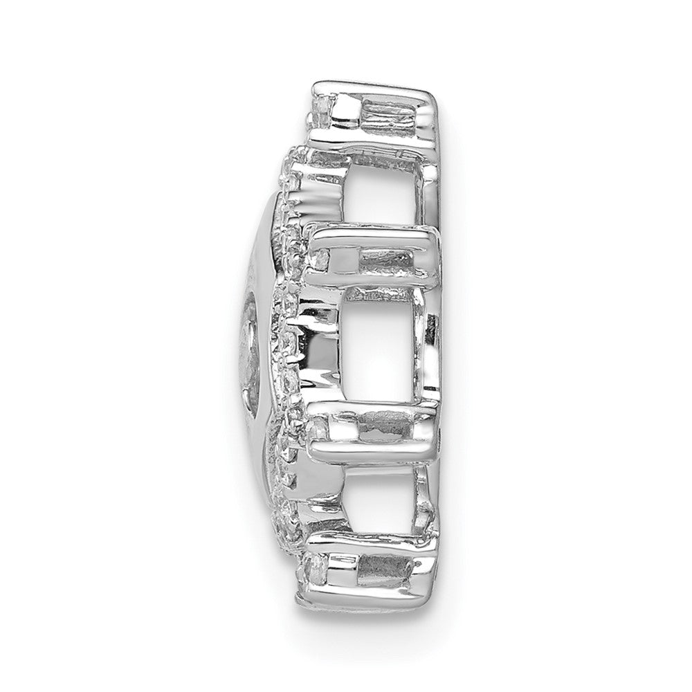 14k White Gold 1/5ct. Real Diamond Om Symbol Chain Slide