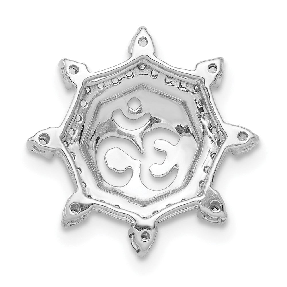 14k White Gold 1/5ct. Real Diamond Om Symbol Chain Slide