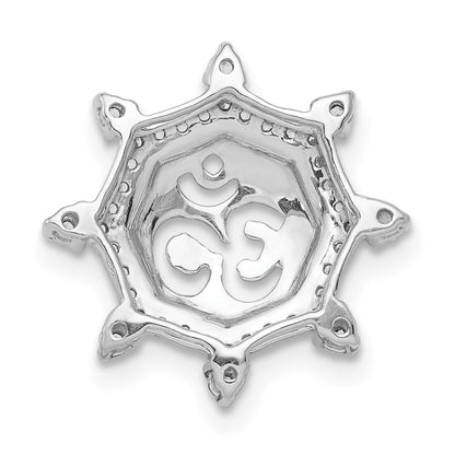 14k White Gold 1/5ct. Real Diamond Om Symbol Chain Slide