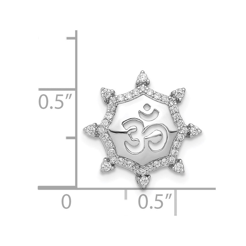 14k White Gold 1/5ct. Real Diamond Om Symbol Chain Slide