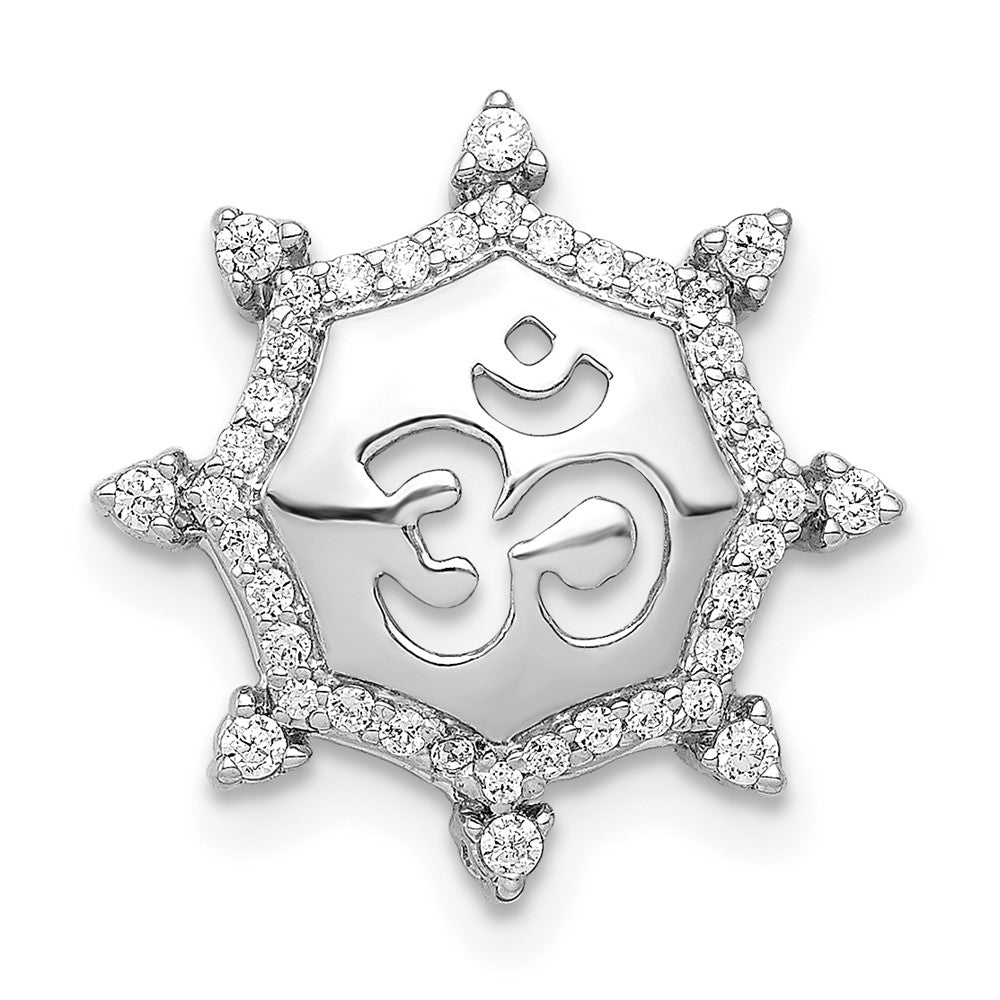 14k White Gold 1/5ct. Real Diamond Om Symbol Chain Slide