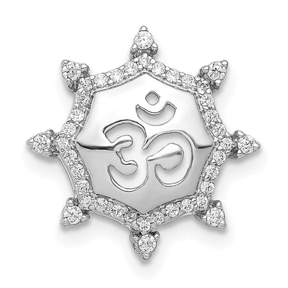 14k White Gold 1/5ct. Real Diamond Om Symbol Chain Slide