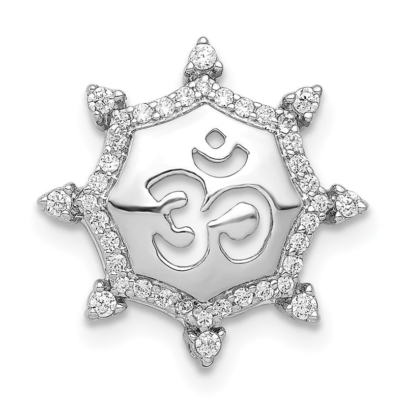 14k White Gold 1/5ct. Real Diamond Om Symbol Chain Slide