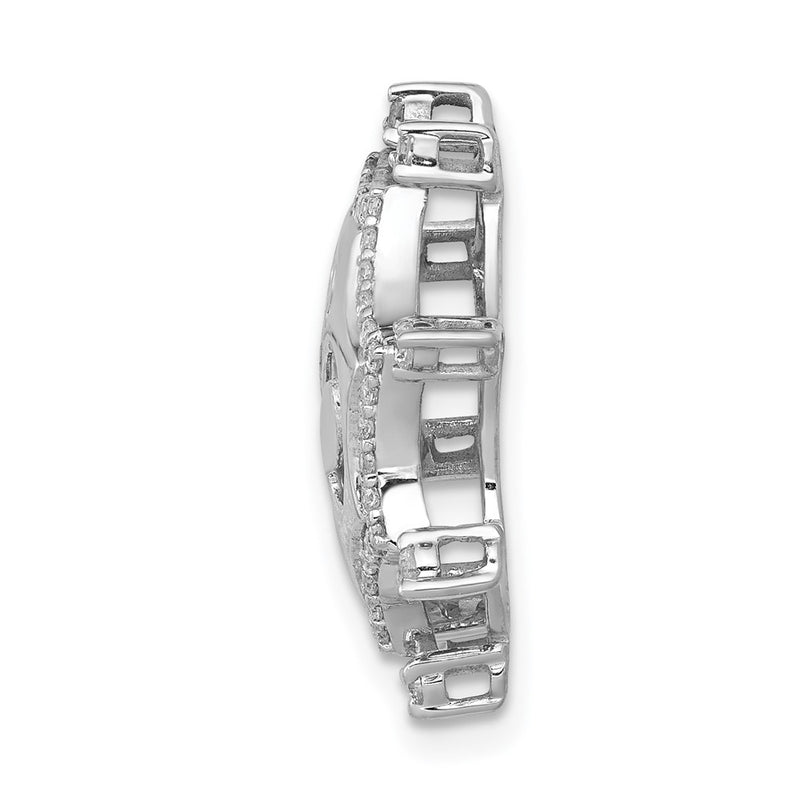 14k White Gold 1/3ct. Real Diamond Om Symbol Chain Slide