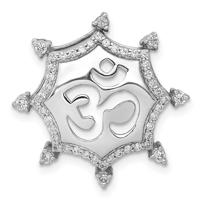 14k White Gold 1/3ct. Real Diamond Om Symbol Chain Slide