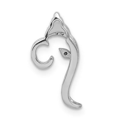 14k White Gold 1/15ct. Real Diamond and Ruby Accent Ganesha/Conch Slide