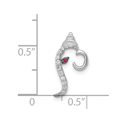 14k White Gold 1/15ct. Real Diamond and Ruby Accent Ganesha/Conch Slide