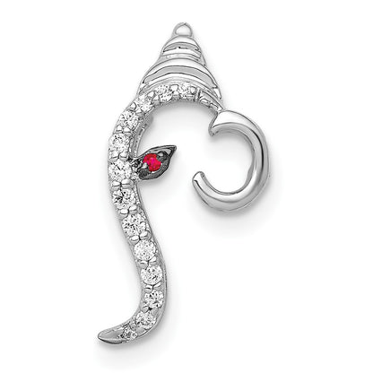 14k White Gold 1/15ct. Real Diamond and Ruby Accent Ganesha/Conch Slide