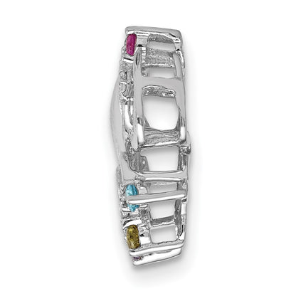 14k White Gold Real Diamond and Multi-stone Chakra Chain Slide