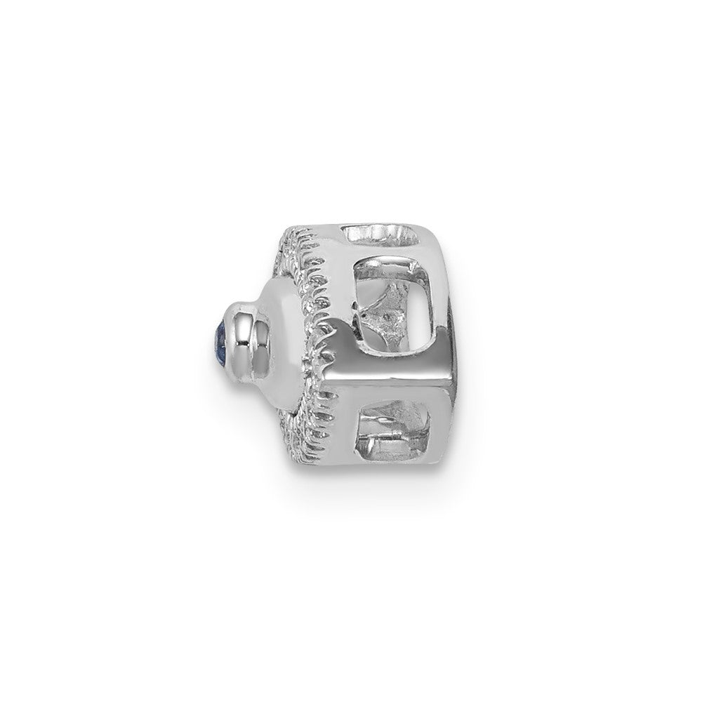 14k White Gold Real Diamond and Sapphire Evil Eye Chain Slide