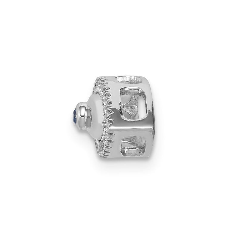 14k White Gold Real Diamond and Sapphire Evil Eye Chain Slide