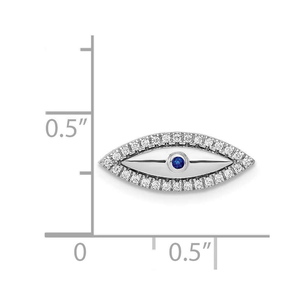 14k White Gold Real Diamond and Sapphire Evil Eye Chain Slide