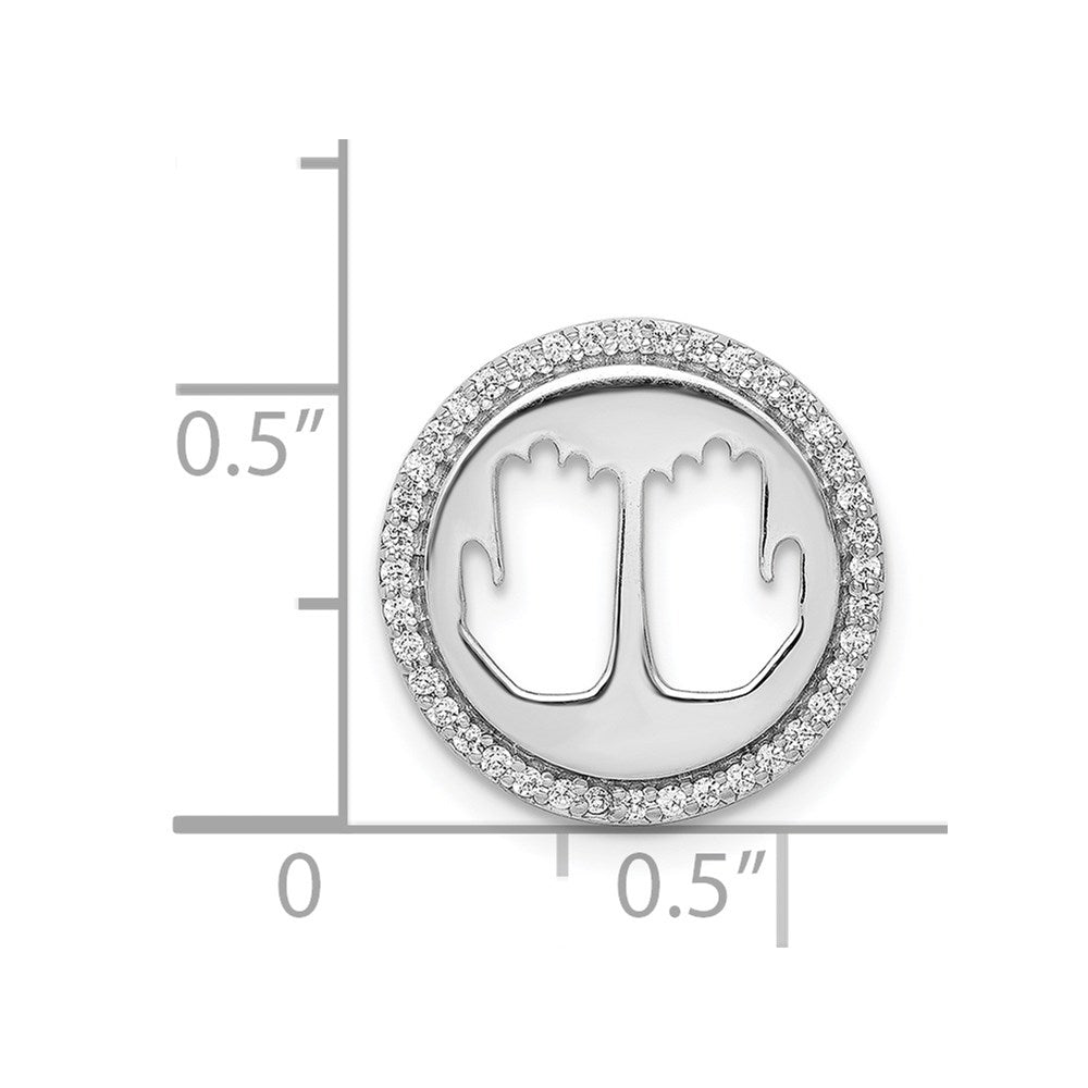 14k White Gold 1/6ct. Real Diamond Namaste Chain Slide
