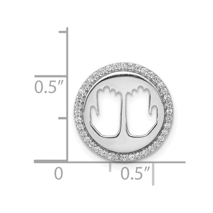 14k White Gold 1/6ct. Real Diamond Namaste Chain Slide