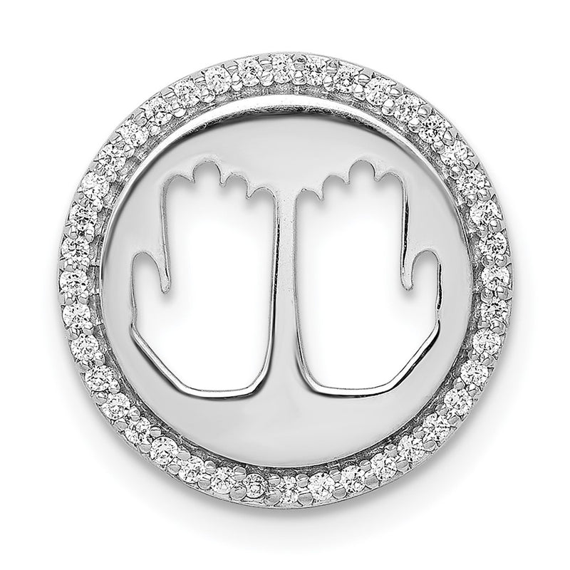 14k White Gold 1/6ct. Real Diamond Namaste Chain Slide