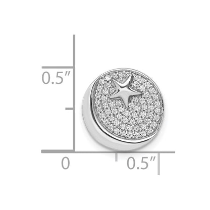 14k White Gold Real Diamond Star & Crescent Chain Slide