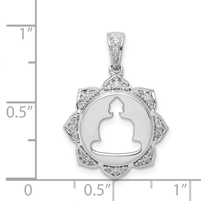 14k White Gold Real Diamond Buddha Pendant