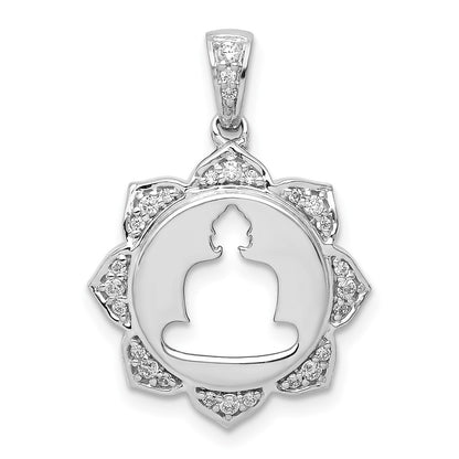 14k white gold real diamond buddha pendant pm4084 016 wa