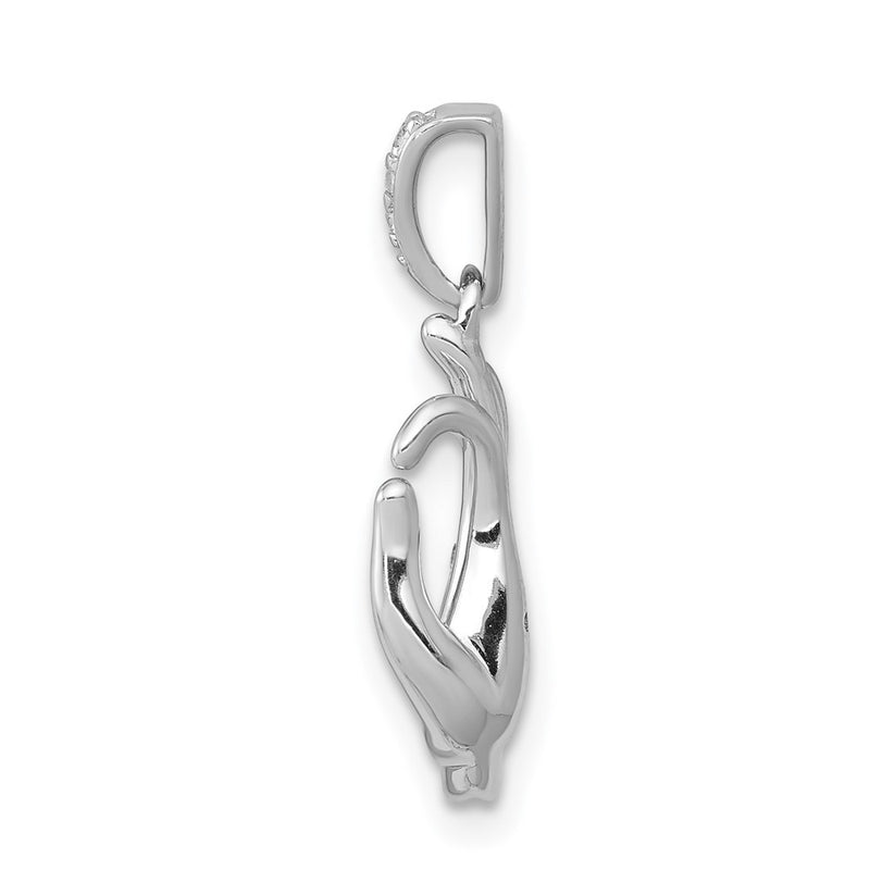 14k White Gold Real Diamond Jnana Mudra Pendant