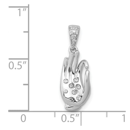 14k White Gold Real Diamond Jnana Mudra Pendant