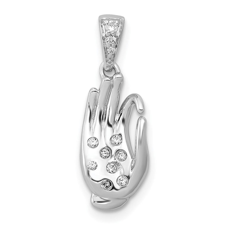 14k White Gold Real Diamond Jnana Mudra Pendant