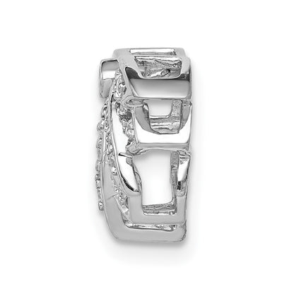 14k White Gold 1/5ct. Real Diamond Lotus Flower Chain Slide