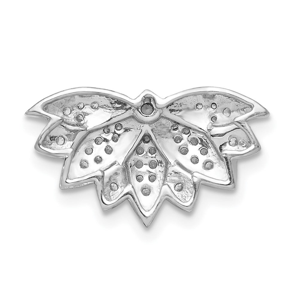 14k White Gold 1/5ct. Real Diamond Lotus Flower Chain Slide