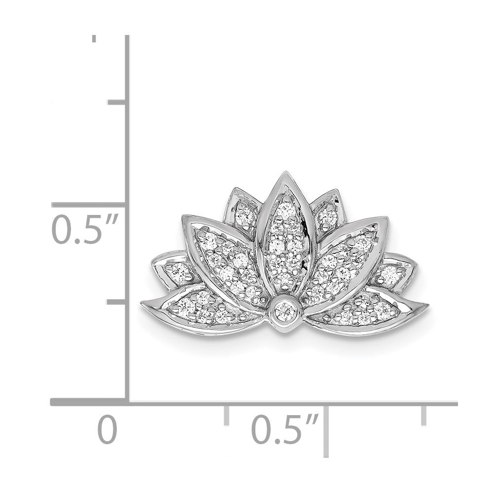 14k White Gold 1/5ct. Real Diamond Lotus Flower Chain Slide