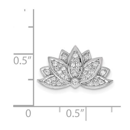 14k White Gold 1/5ct. Real Diamond Lotus Flower Chain Slide
