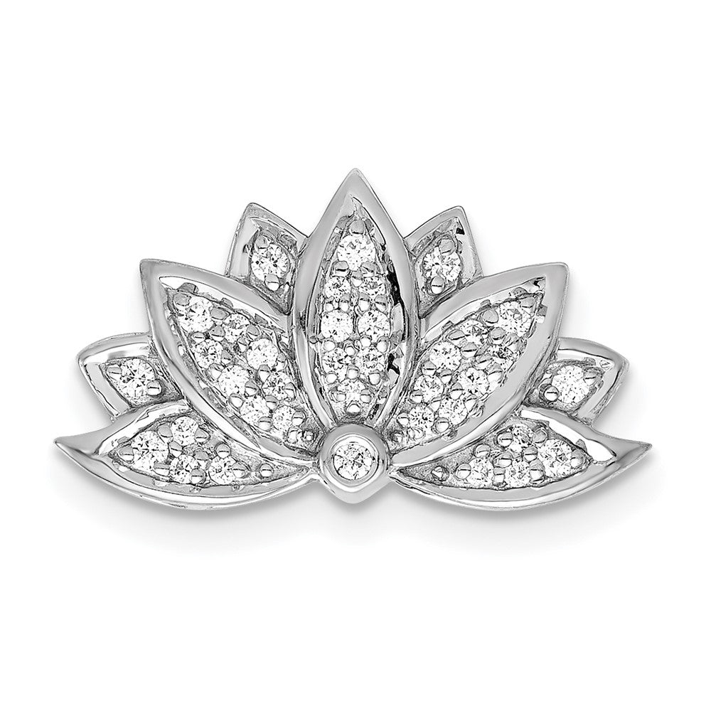 14k White Gold 1/5ct. Real Diamond Lotus Flower Chain Slide