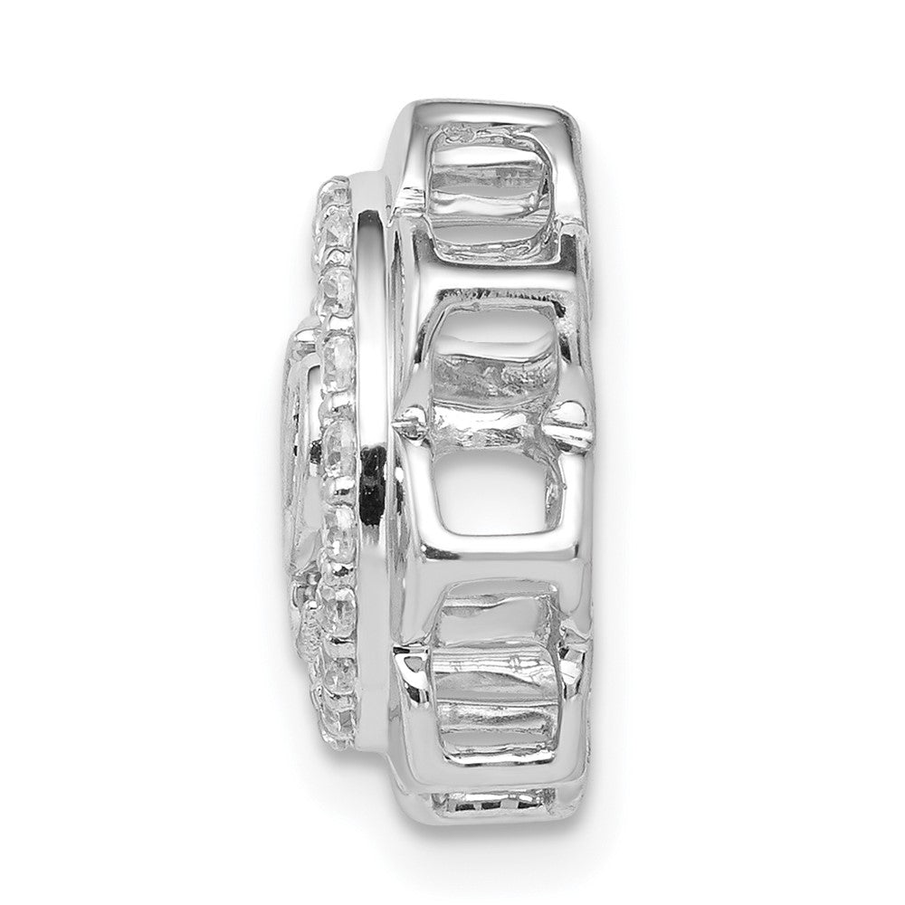 14k White Gold 1/5ct. Real Diamond Lotus w/ Symbol Chain Slide