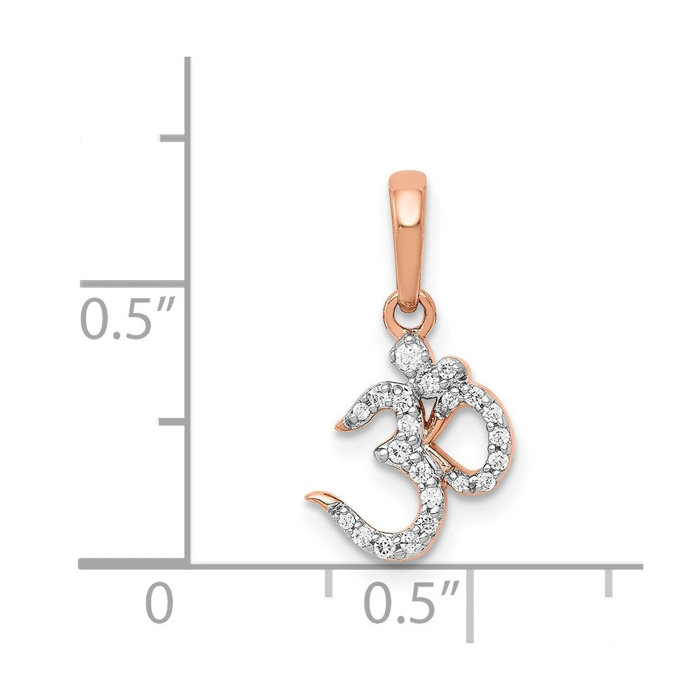 14k Rose Gold Real Diamond Om Pendant