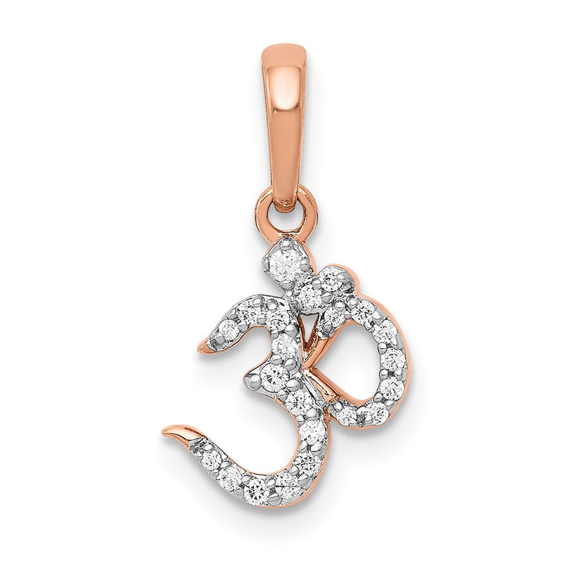 14k Rose Gold Real Diamond Om Pendant