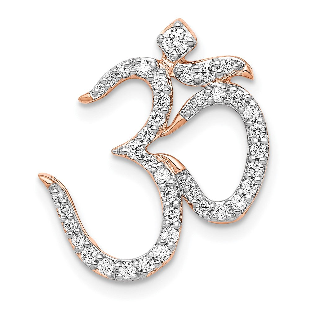 14k Rose Gold 1/3ct. Real Diamond Om Chain Slide