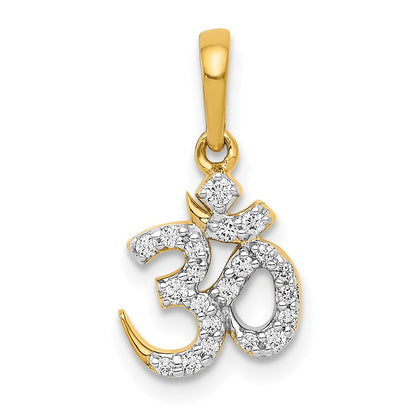14k yellow gold 1 6ct real diamond om pendant pm4091 015 ya