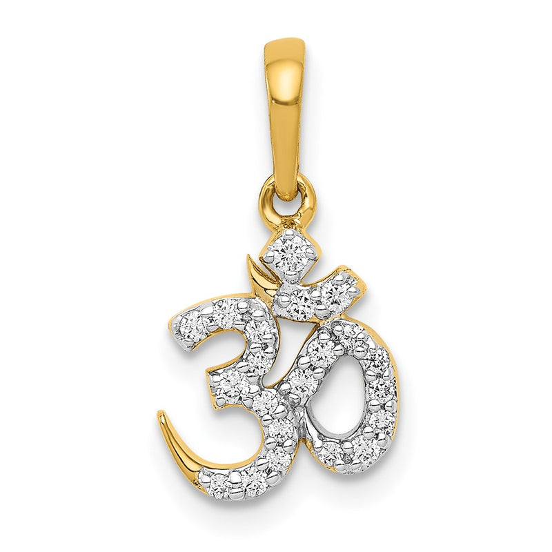 14K Yellow Gold 1/6ct. Real Diamond Om Pendant
