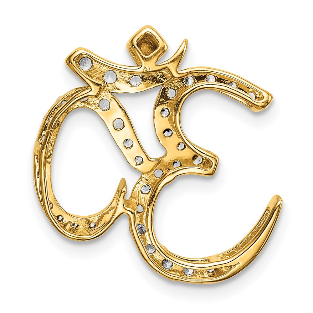 14K Yellow Gold 3/8ct. Real Diamond Om Chain Slide