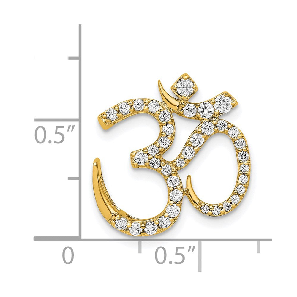 14K Yellow Gold 3/8ct. Real Diamond Om Chain Slide