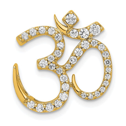 14K Yellow Gold 3/8ct. Real Diamond Om Chain Slide