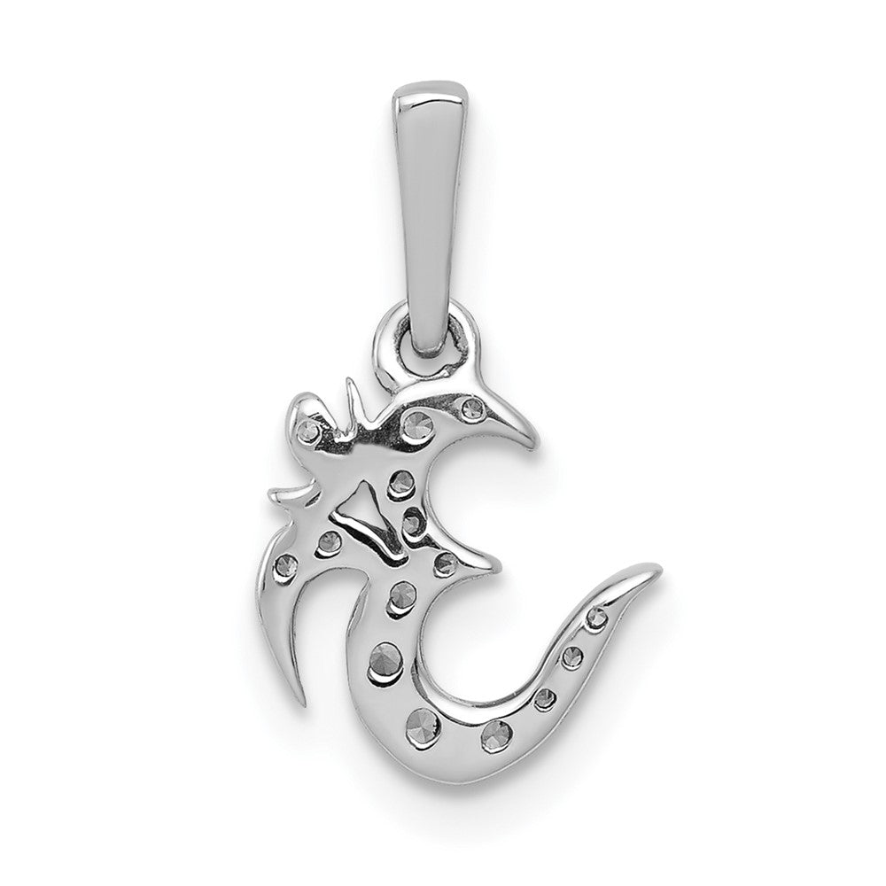 14k White Gold 1/10ct. Real Diamond Om Symbol Pendant