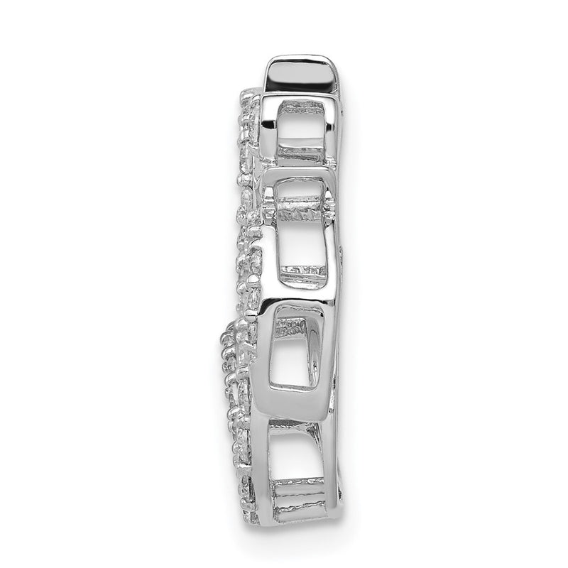 14k White Gold 3/8ct. Real Diamond Om Symbol Chain Slide