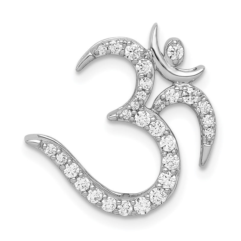 14k White Gold 3/8ct. Real Diamond Om Symbol Chain Slide