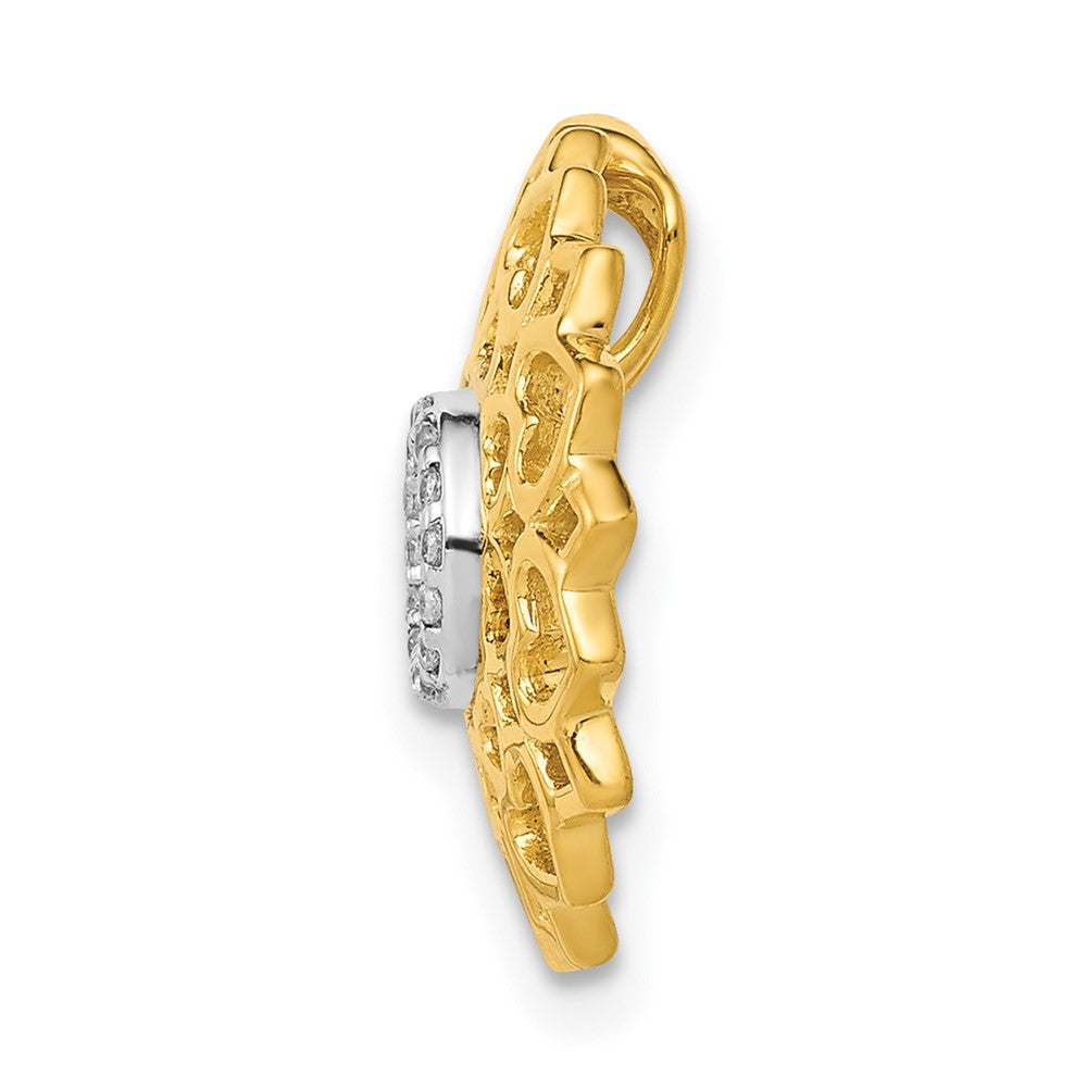 14K Yellow Gold 1/20ct. Real Diamond Sahasrara/Crown Chakra Chain Slide